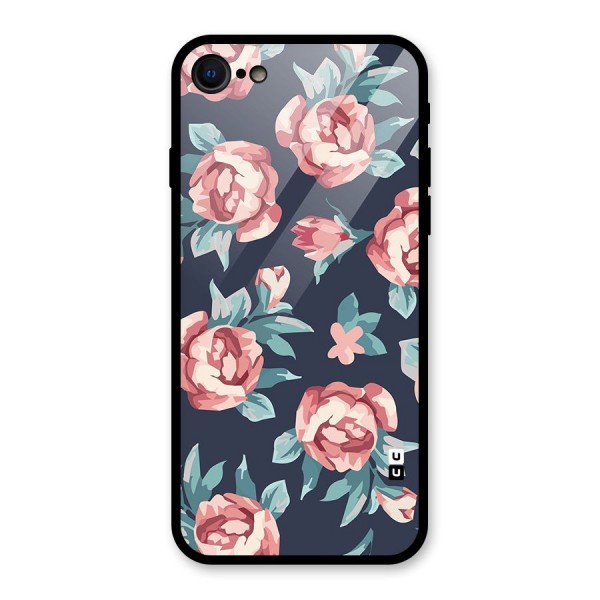 Flowers Painting Glass Back Case for iPhone 8