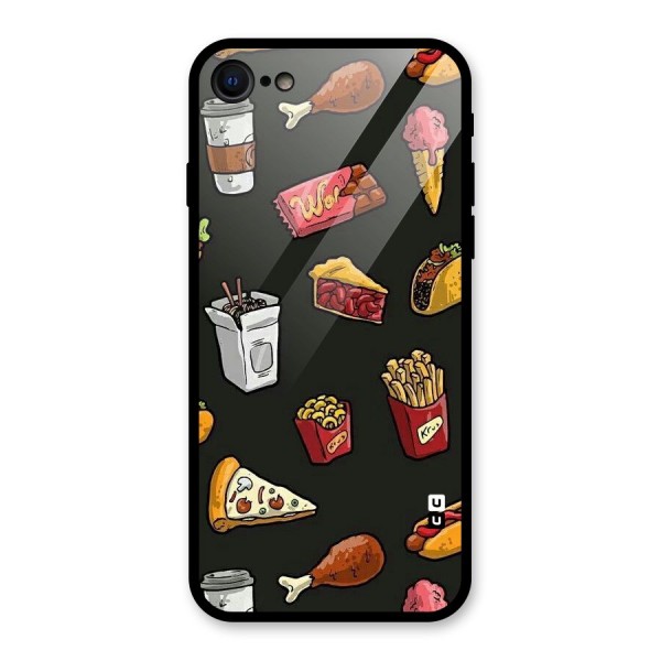 Foodie Pattern Glass Back Case for iPhone 8