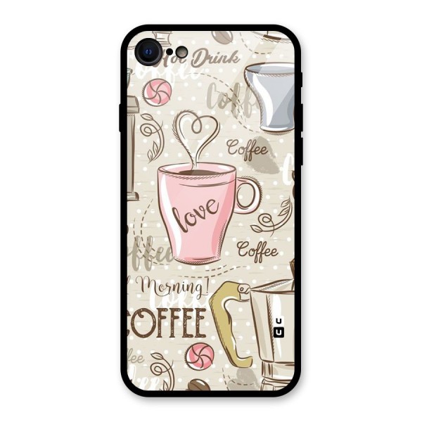 Love Coffee Design Glass Back Case for iPhone 8