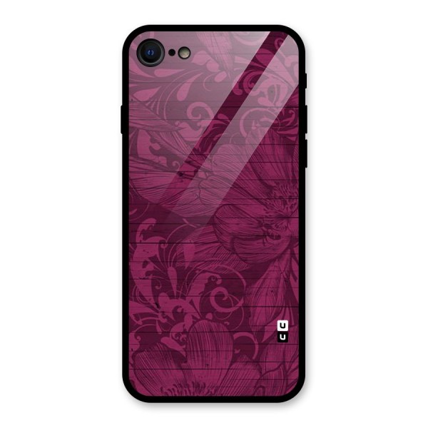 Magenta Floral Pattern Glass Back Case for iPhone 8