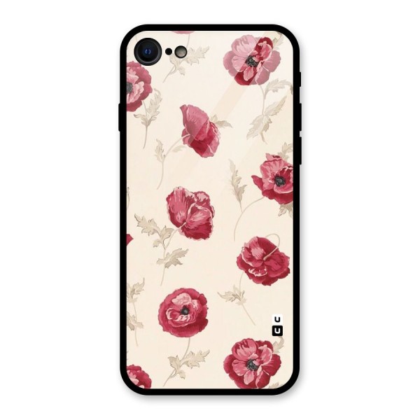 Red Rose Floral Art Glass Back Case for iPhone 8