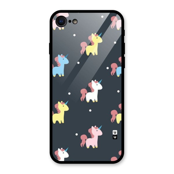 Unicorn Pattern Glass Back Case for iPhone 8