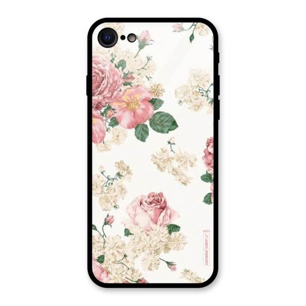 Vintage Floral Pattern Glass Back Case for iPhone 8