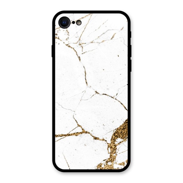 White and Gold Design Glass Back Case for iPhone 8