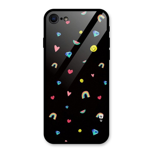 Cute Multicolor Shapes Glass Back Case for iPhone SE 2020