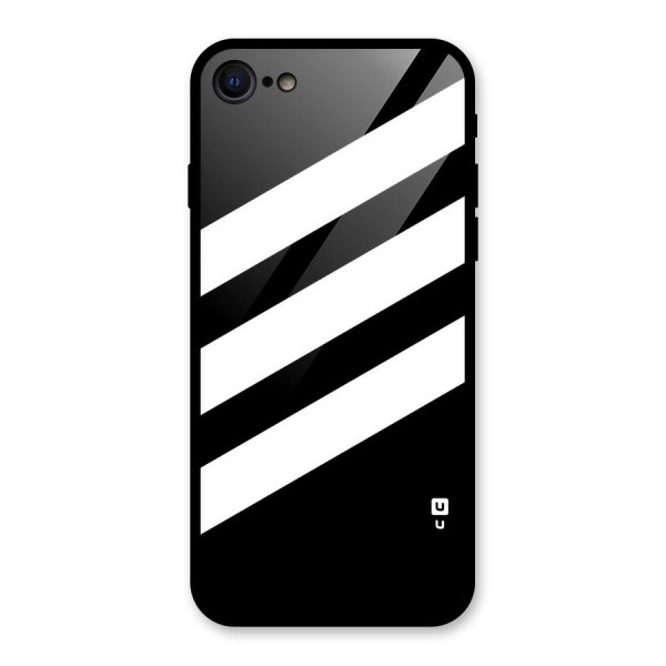 Diagonal Classic Stripes Glass Back Case for iPhone SE 2020