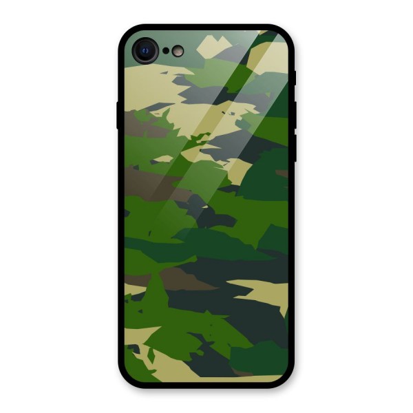Green Camouflage Army Glass Back Case for iPhone SE 2020