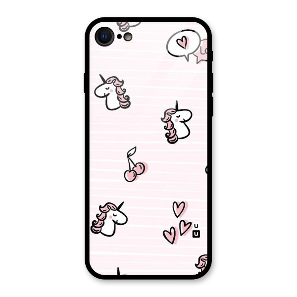 Strawberries And Unicorns Glass Back Case for iPhone SE 2020