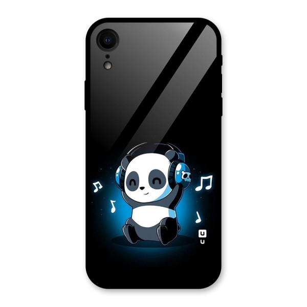 Adorable Panda Enjoying Music Glass Back Case for iPhone XR