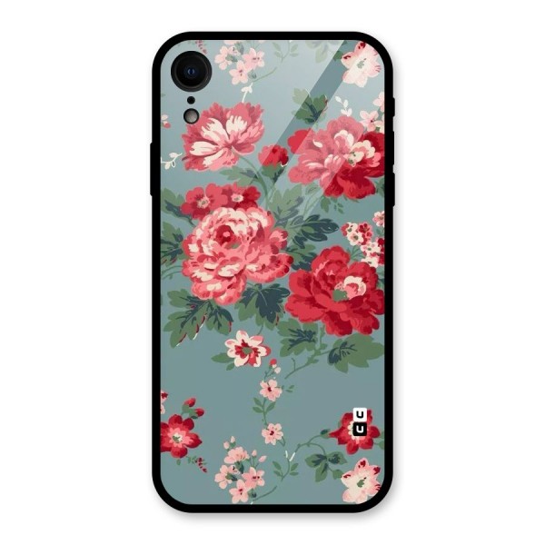 Aesthetic Floral Red Glass Back Case for iPhone XR