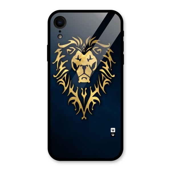 Beautiful Golden Lion Design Glass Back Case for iPhone XR