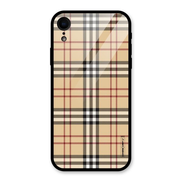 Beige Check Glass Back Case for iPhone XR