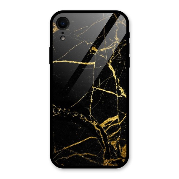 Black And Gold Design Glass Back Case for iPhone XR
