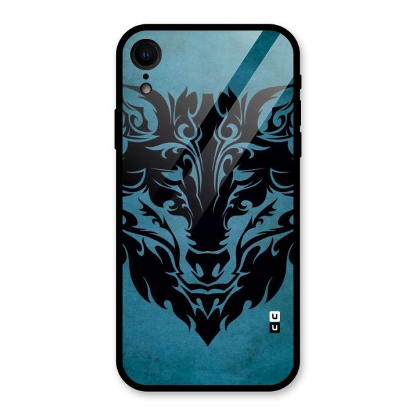 Black Artistic Wolf Glass Back Case for iPhone XR