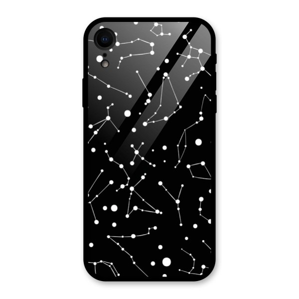 Black Constellation Pattern Glass Back Case for iPhone XR
