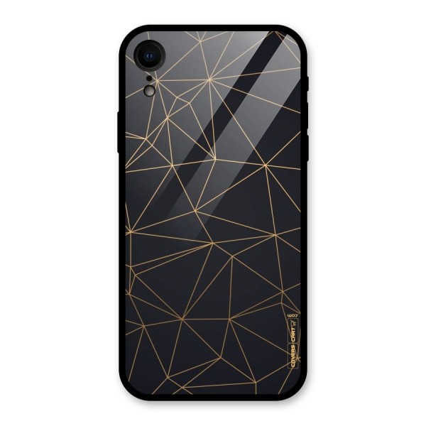 Black Golden Lines Glass Back Case for iPhone XR