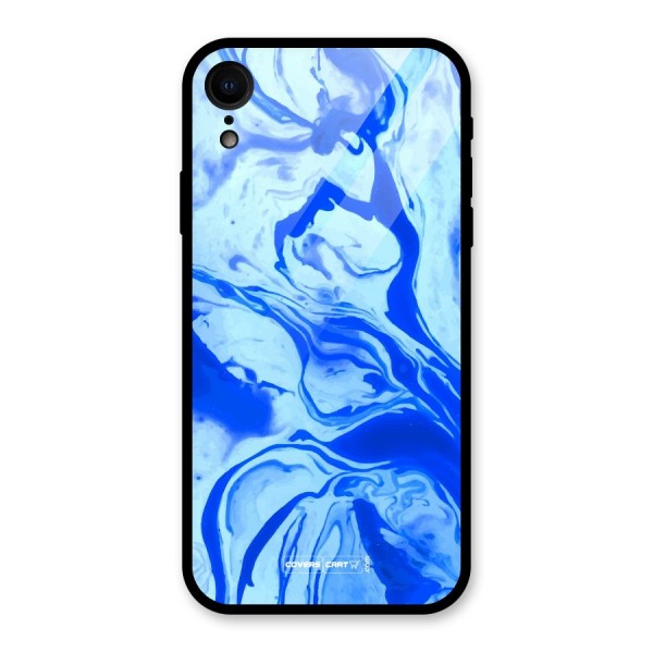 Blaze Blue Marble Texture Glass Back Case for iPhone XR