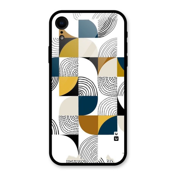 Boxes Pattern Glass Back Case for iPhone XR