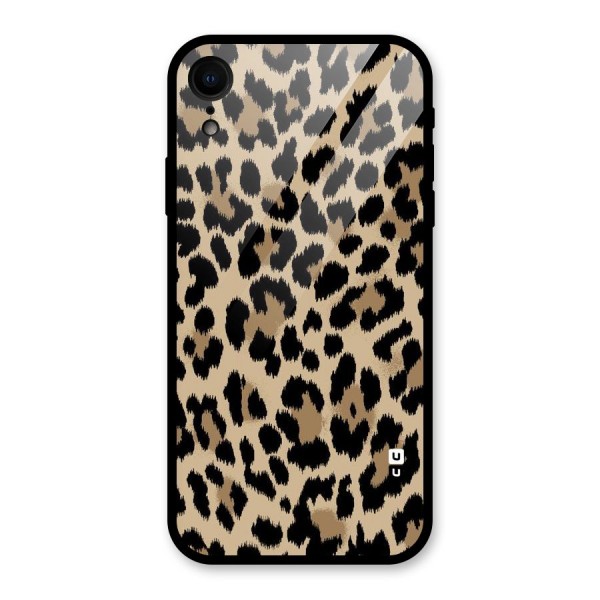 Brown Leapord Print Glass Back Case for iPhone XR