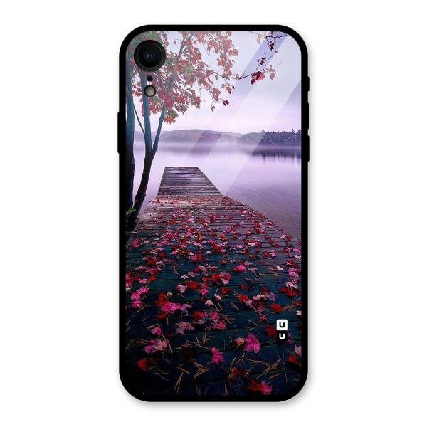 Cherry Blossom Dock Glass Back Case for iPhone XR