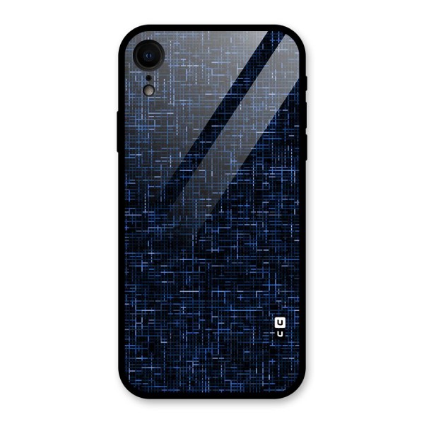 Criss Cross Blue Pattern Glass Back Case for iPhone XR