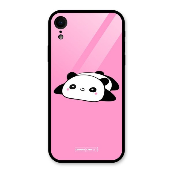 Cute Lazy Panda Glass Back Case for iPhone XR