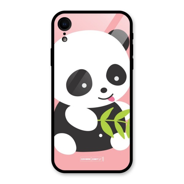 Cute Panda Pink Glass Back Case for iPhone XR
