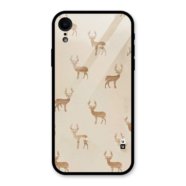 Deer Pattern Glass Back Case for iPhone XR
