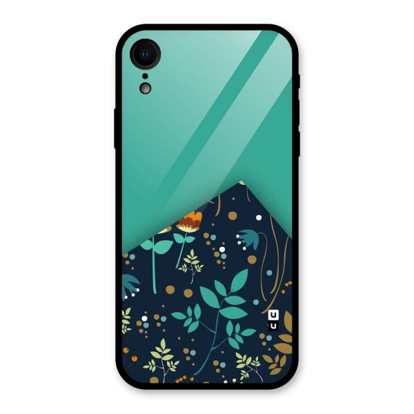 Floral Corner Glass Back Case for iPhone XR