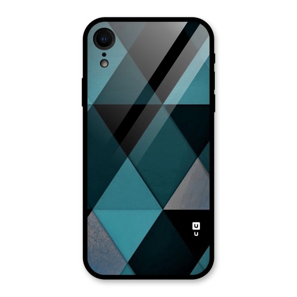 Green Black Shapes Glass Back Case for iPhone XR