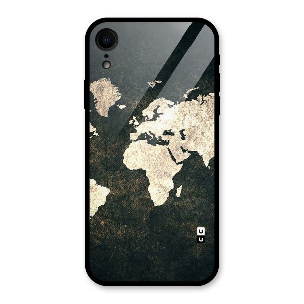 Green Gold Map Design Glass Back Case for iPhone XR