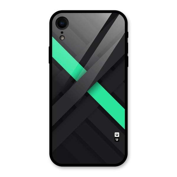Green Stripe Diagonal Glass Back Case for iPhone XR