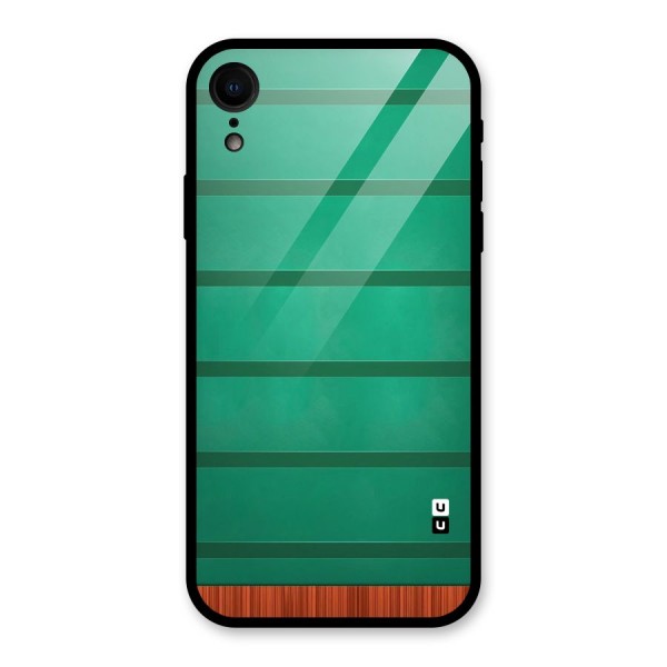 Green Wood Stripes Glass Back Case for iPhone XR