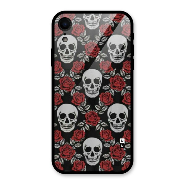 Grey Skulls Glass Back Case for iPhone XR