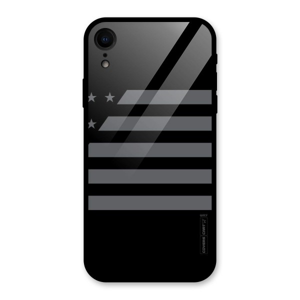 Grey Star Striped Pattern Glass Back Case for iPhone XR