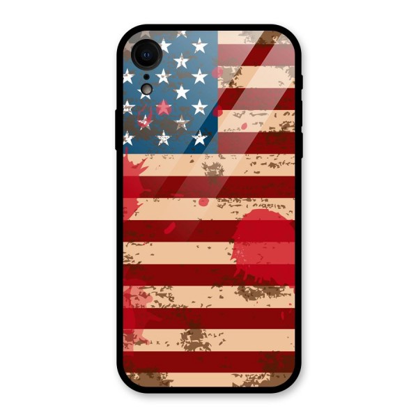 Grunge USA Flag Glass Back Case for iPhone XR