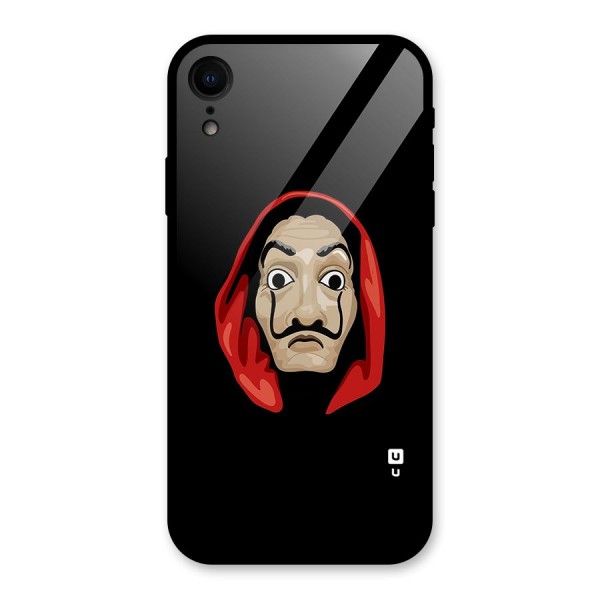 Money Heist Mask Glass Back Case for iPhone XR