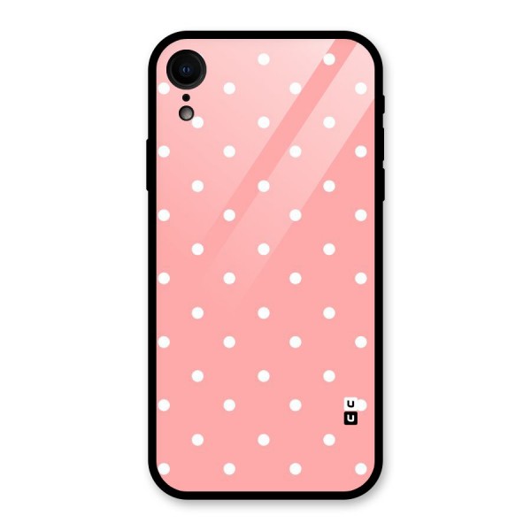 Peach Polka Pattern Glass Back Case for iPhone XR