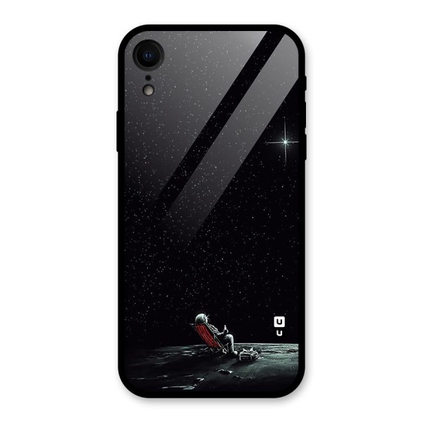Resting Spaceman Face Glass Back Case for iPhone XR