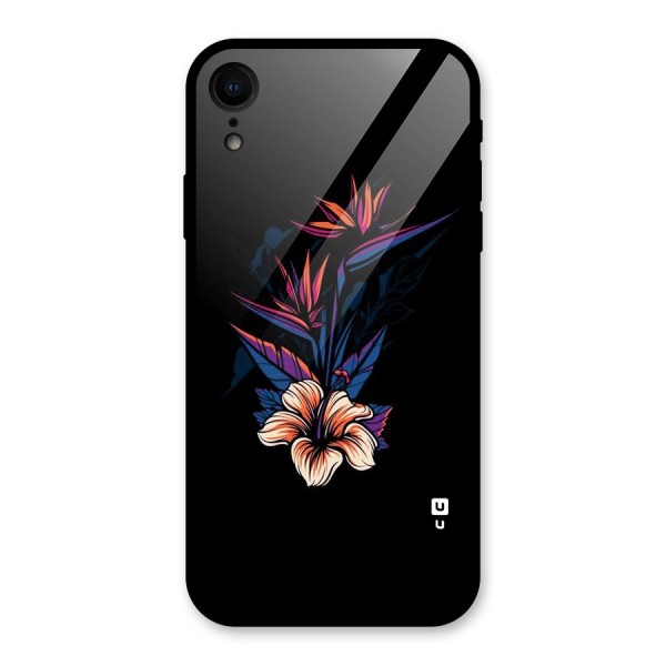 Single Painted Flower Glass Back Case for iPhone XR