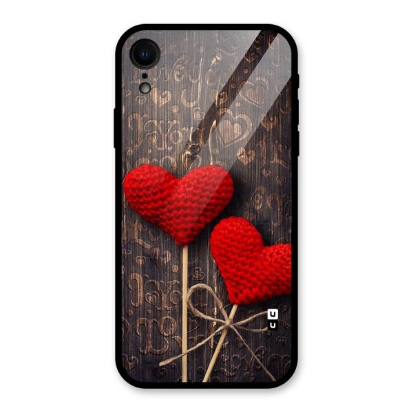 Thread Art Wooden Print Glass Back Case for iPhone XR
