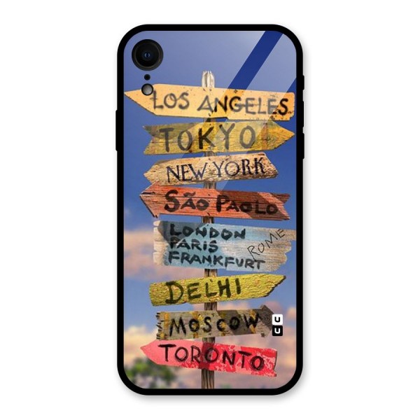 Travel Signs Glass Back Case for iPhone XR