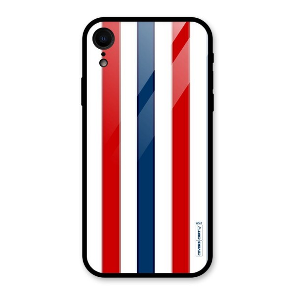 Tricolor Stripes Glass Back Case for iPhone XR