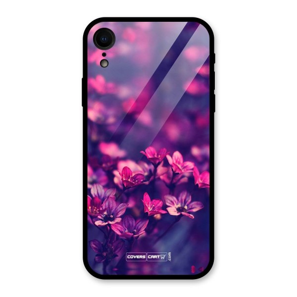 Violet Floral Glass Back Case for iPhone XR