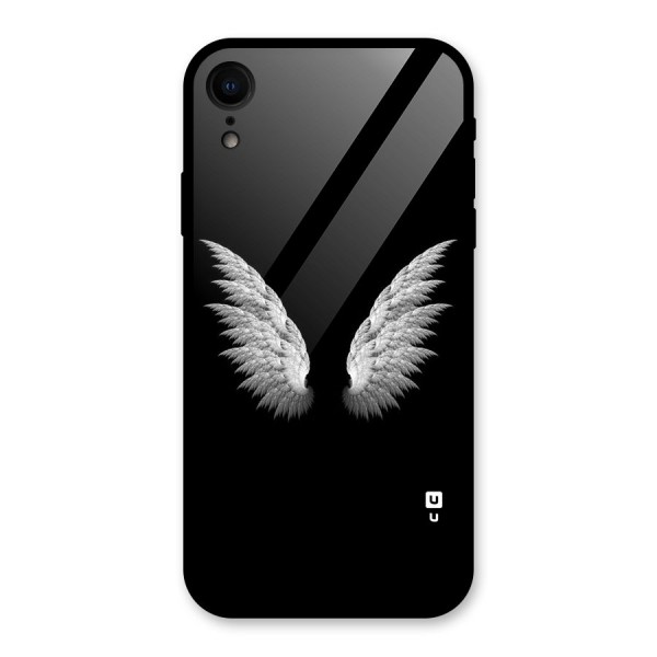 White Wings Glass Back Case for iPhone XR
