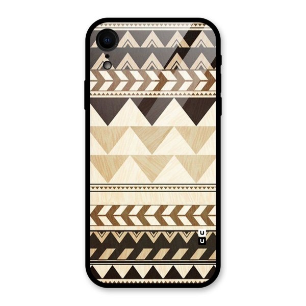 Wooden Printed Chevron Glass Back Case for iPhone XR