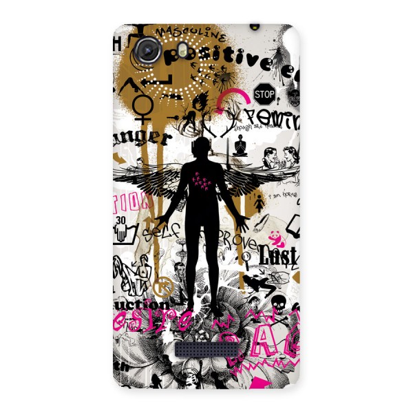 Abstract Words Silhouette Back Case for Micromax Unite 3