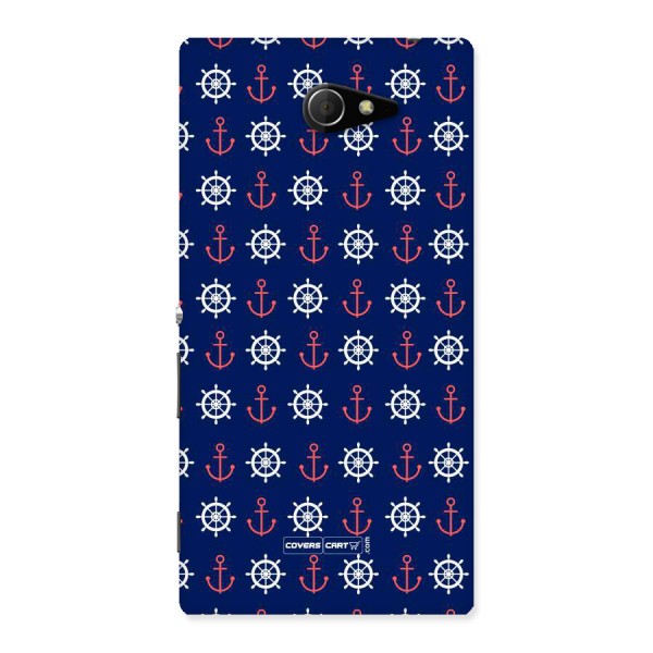 Anchor Pattern Blue Back Case for Sony Xperia M2