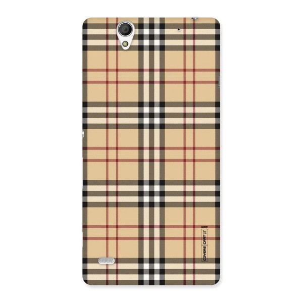 Beige Check Back Case for Sony Xperia C4