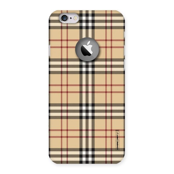 Beige Check Back Case for iPhone 6 Logo Cut